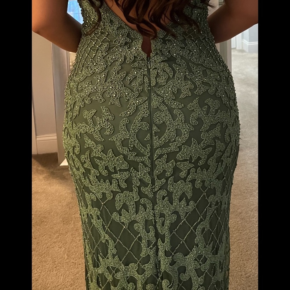 Olive green primavera 3433 evening gown - Picture 3 of 4